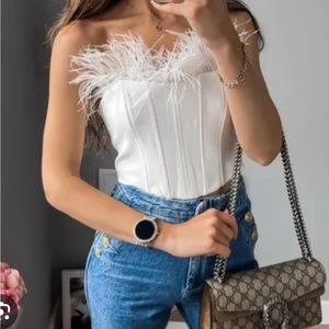 Zara White Feather Corset